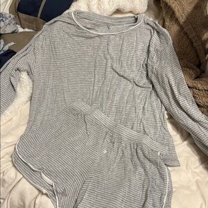 Stars Above Gray Pajama Set Soft Knit Sleepwear